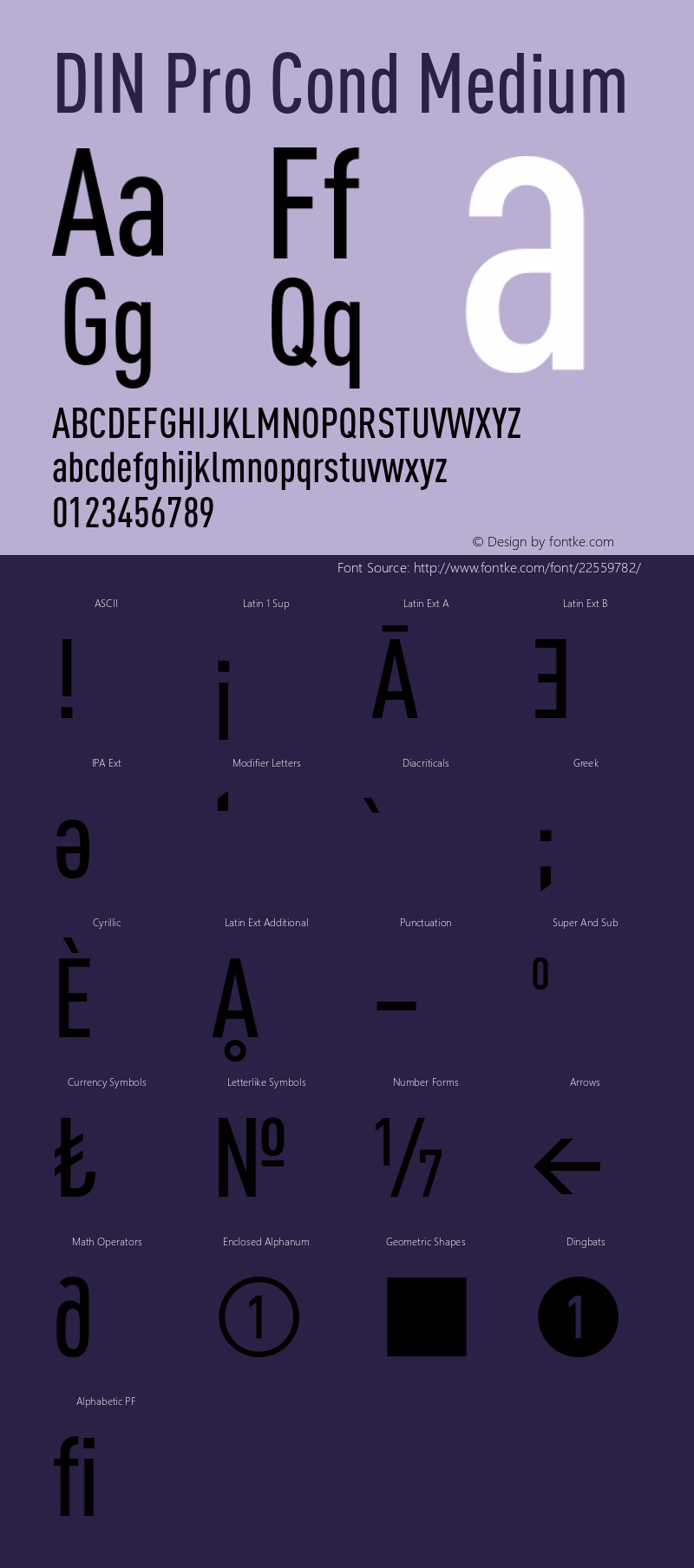 DINPro-CondMedium Version 7.504; 2005; Build 1028 Font Sample