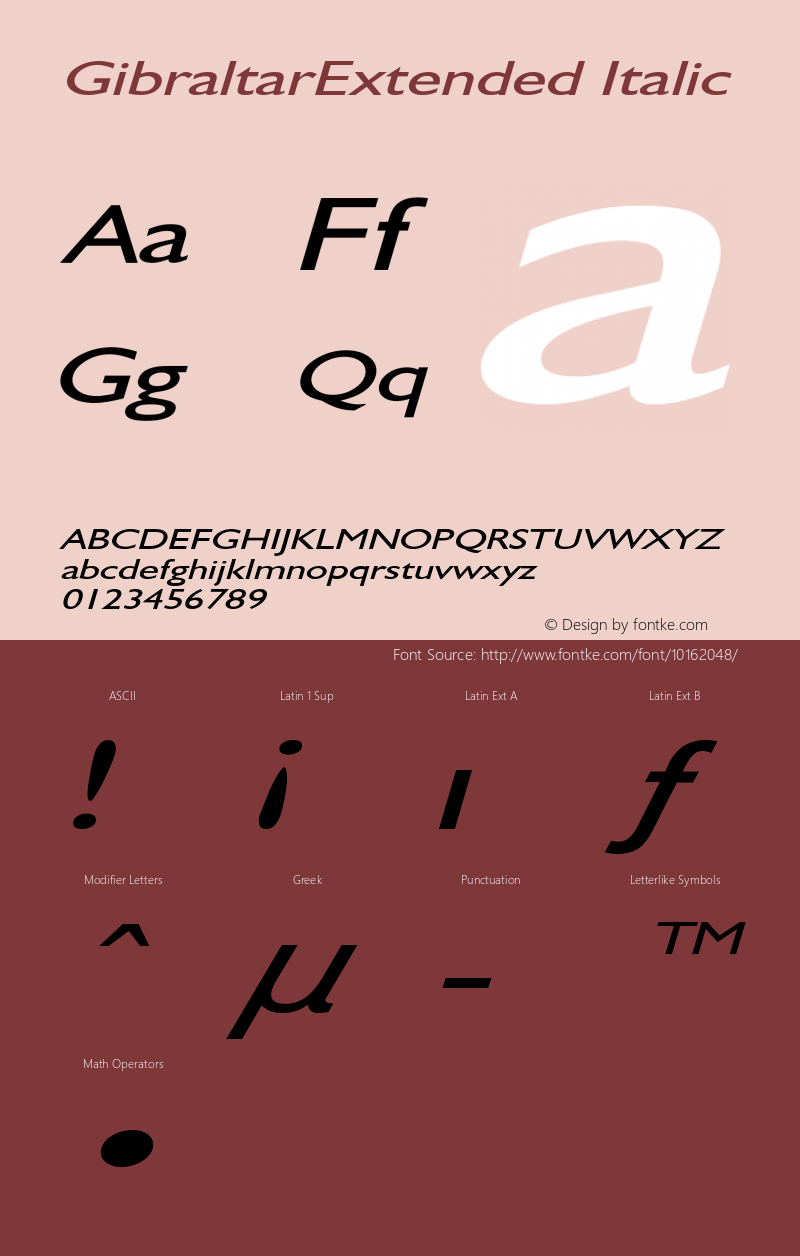 GibraltarExtended Italic Rev. 003.000 Font Sample