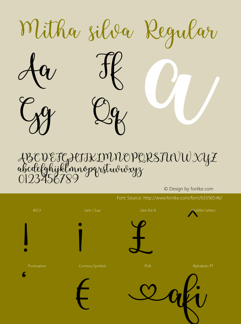 Mithasilva Version 1.000 Font Sample