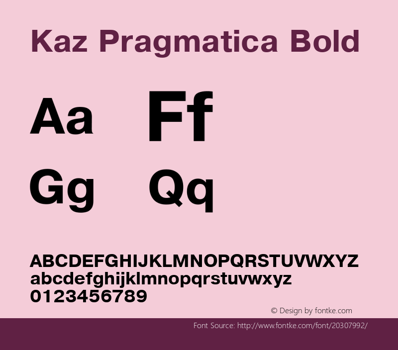 Kaz Pragmatica Bold 1.000 Font Sample