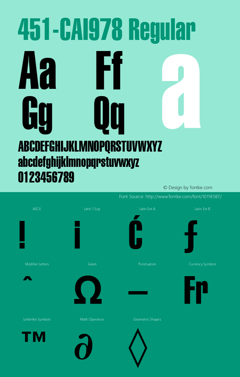 451-CAI978 Regular Version 1.00 December 28, 1998, initial release Font Sample