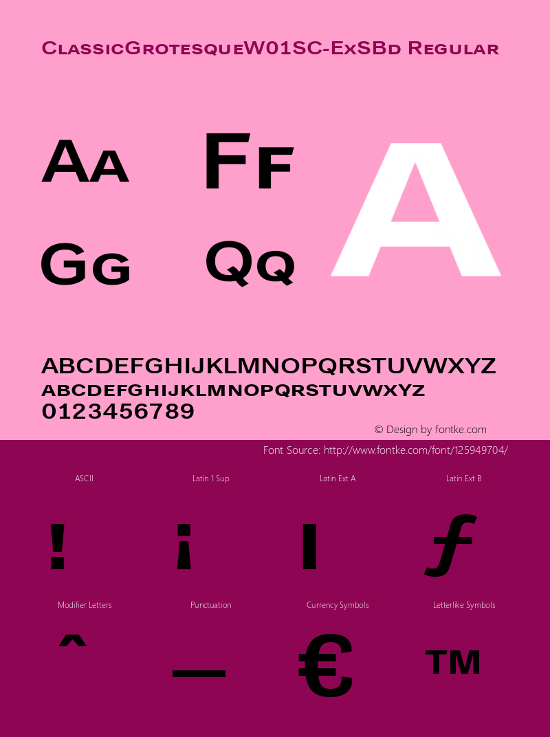 Classic Grotesque W01SC Ex SBd Version 1.00 Font Sample