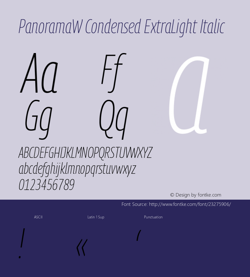 PanoramaW Condensed UltraLight Bold Italic Version 1.001;PS 1.1;hotconv 1.0.72;makeotf.lib2.5.5900; ttfautohint (v0.92) -l 8 -r 50 -G 200 -x 14 -w 