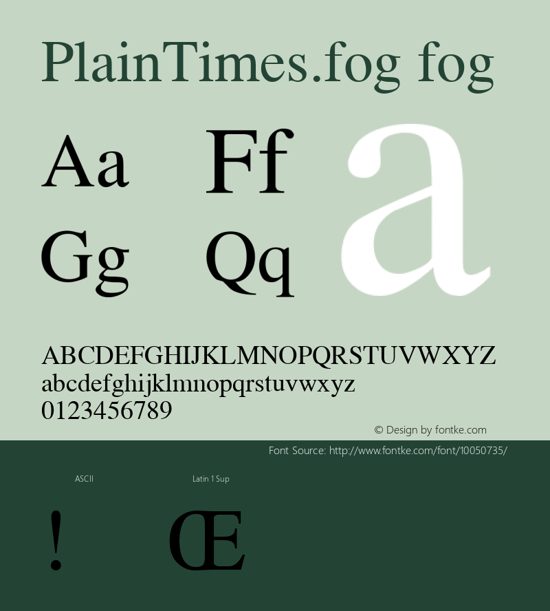 PlainTimes.fog fog Altsys Metamorphosis:10.11.1991 Font Sample