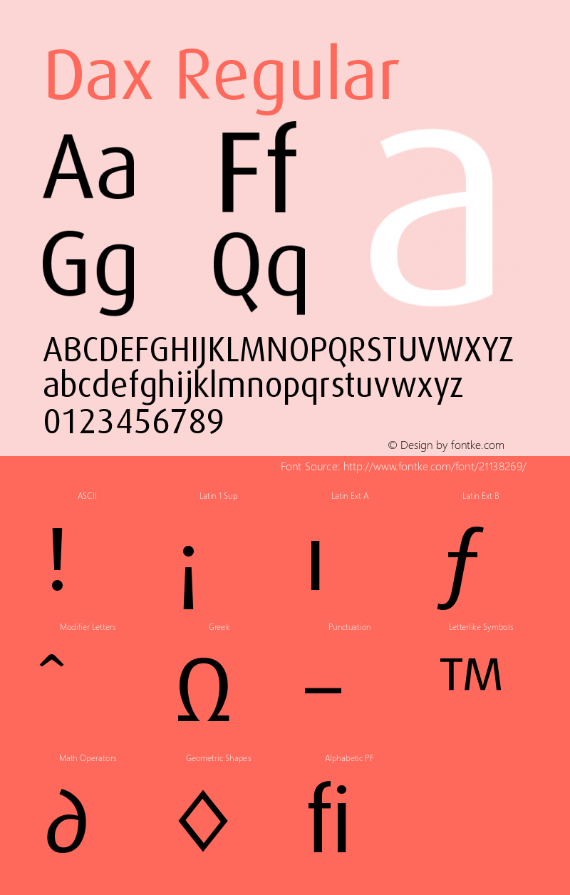 Dax-Regular Version 001.002; t1 to otf conv Font Sample