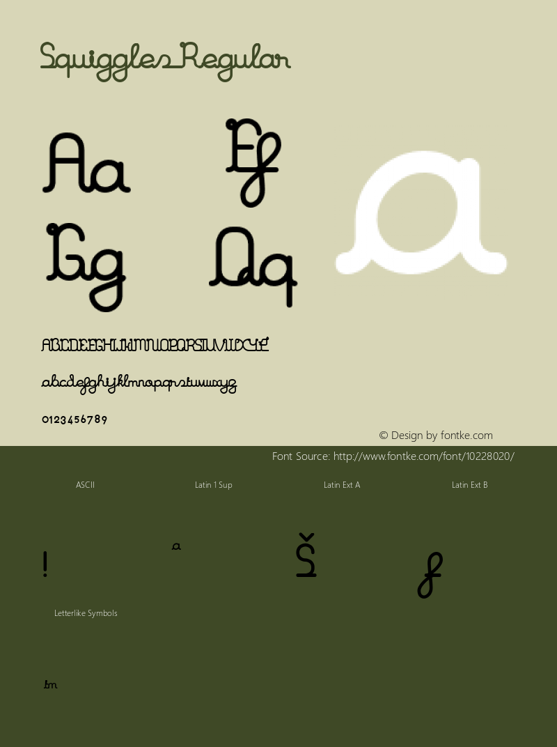 Squiggles Regular Version 2.001 Font Sample