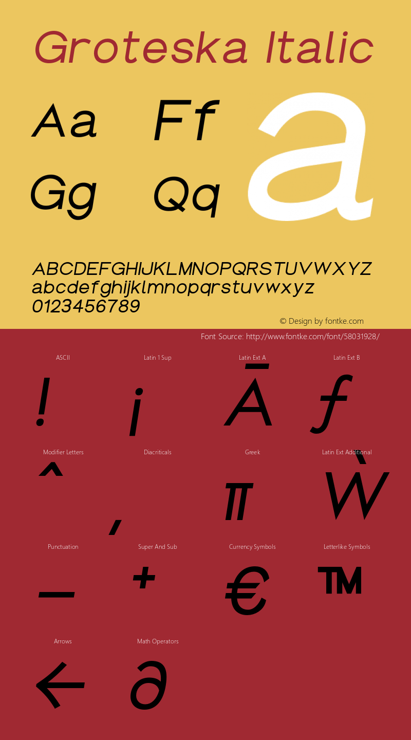 Groteska Italic Version 1.000;PS 001.000;hotconv 1.0.88;makeotf.lib2.5.64775 Font Sample