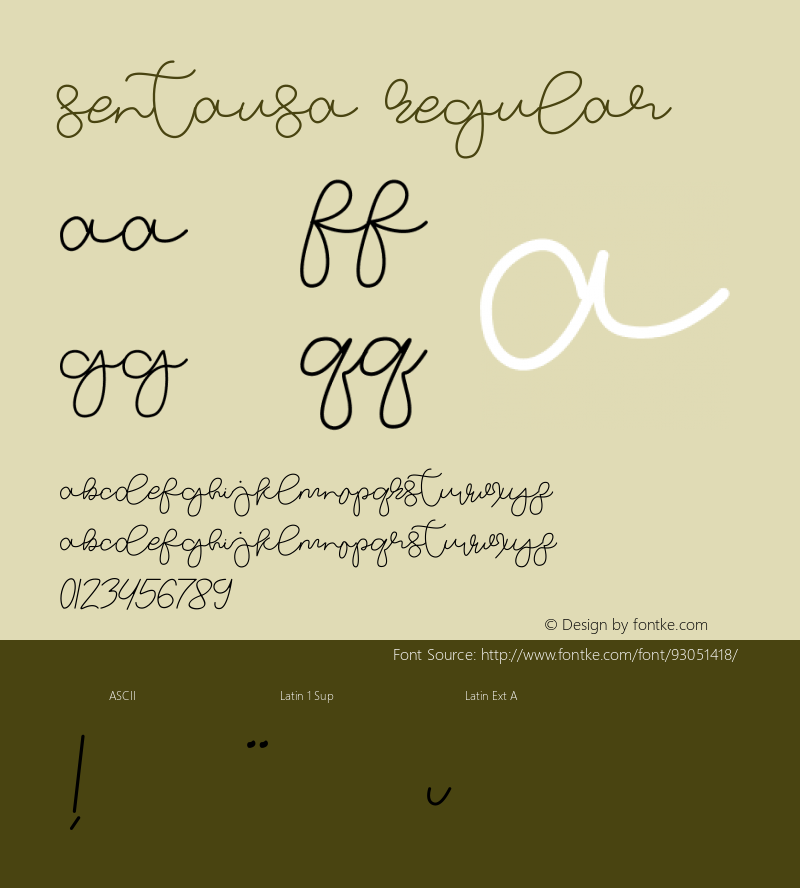 Sentausa Version 001.000 Font Sample