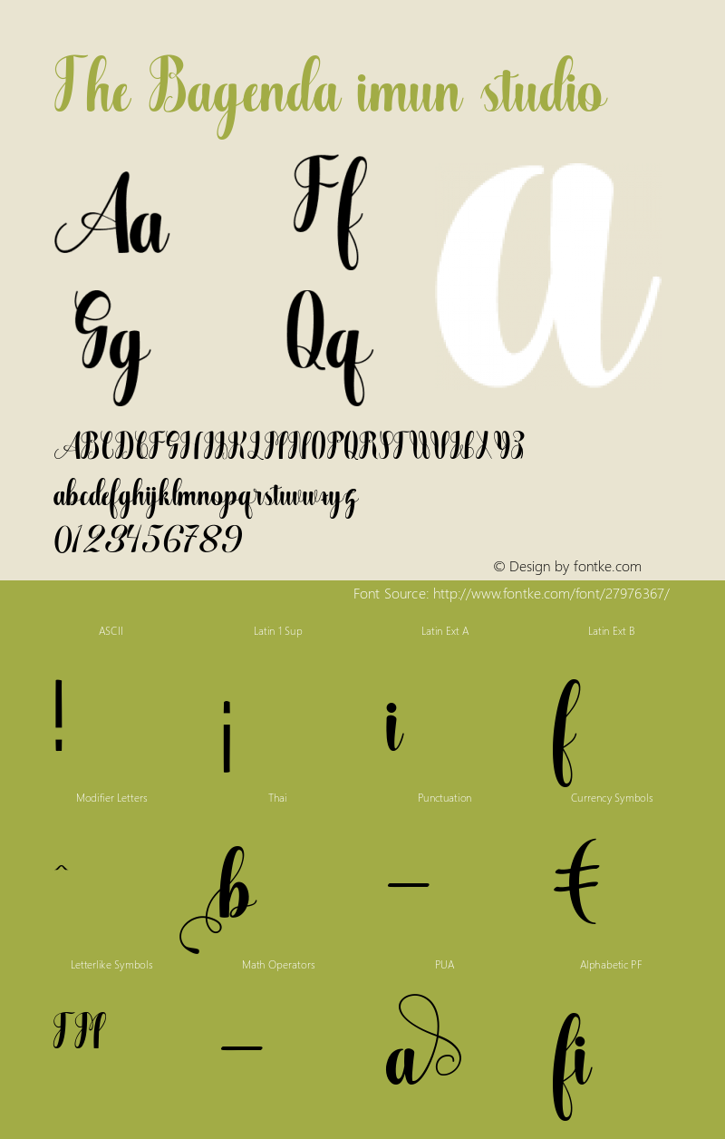 The Bagenda imun studio Version 1.000 Font Sample