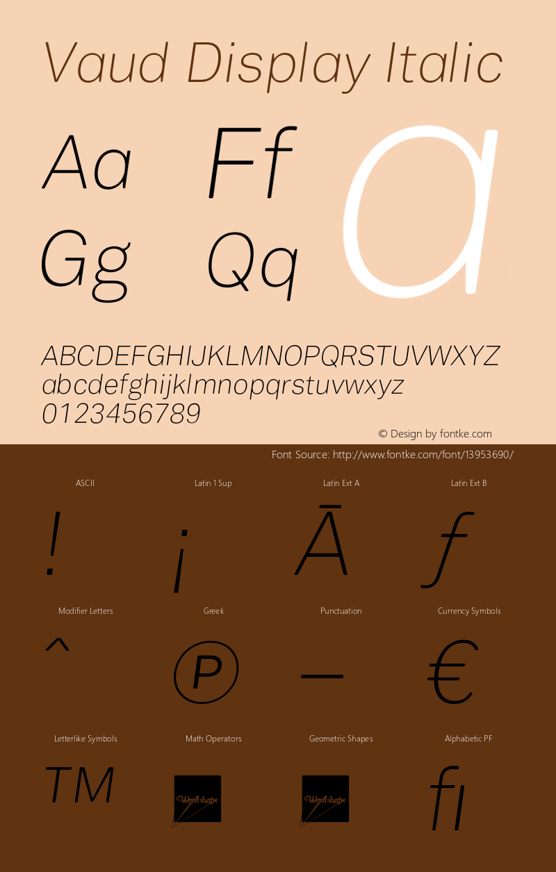 Vaud Display Italic Version 1.000;PS 001.000;hotconv 1.0.38 Font Sample