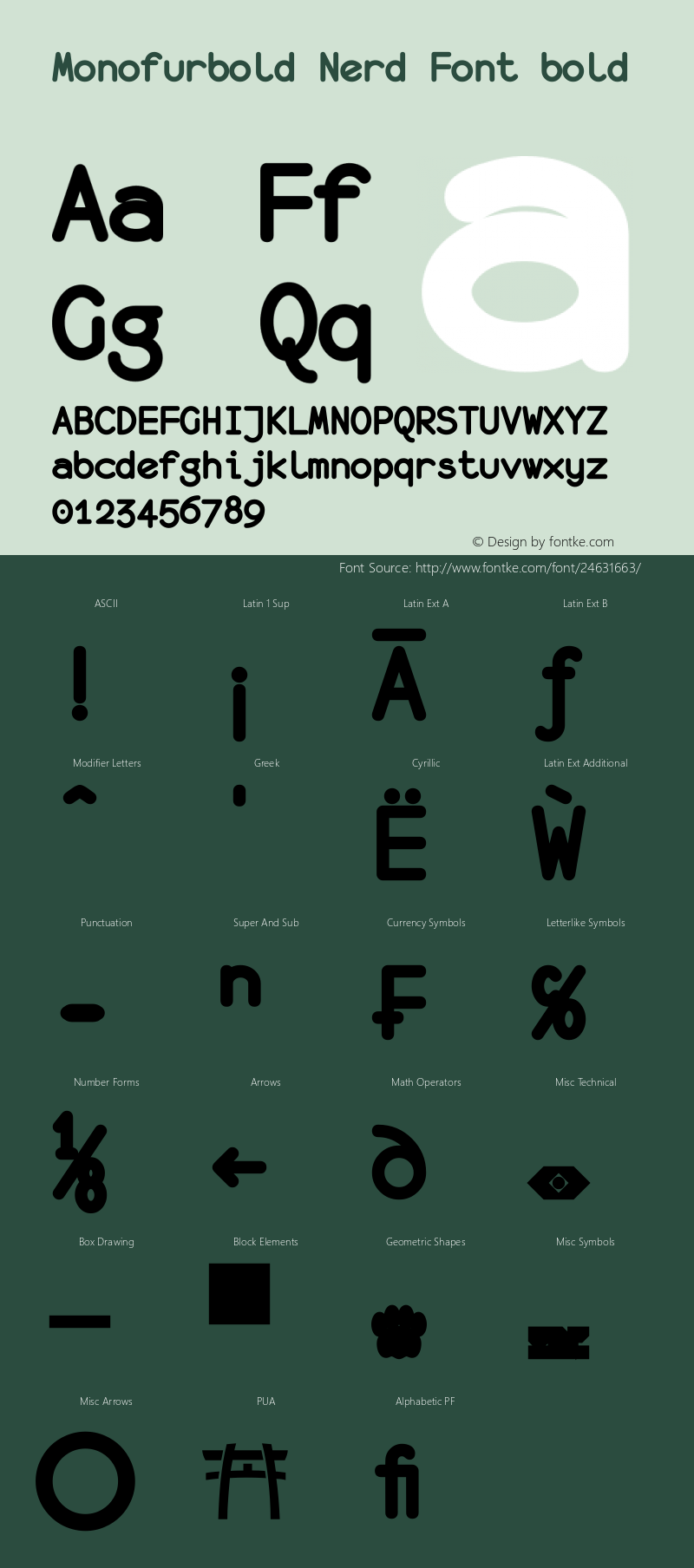 monofur bold Nerd Font Complete 1.0 2014-12-12 Font Sample