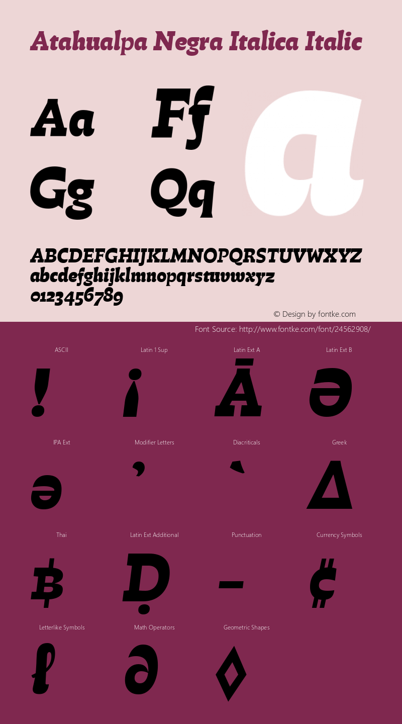 Atahualpa Negra Italica Italic Version 1.00, SI, September 15, 2017, initial release Font Sample