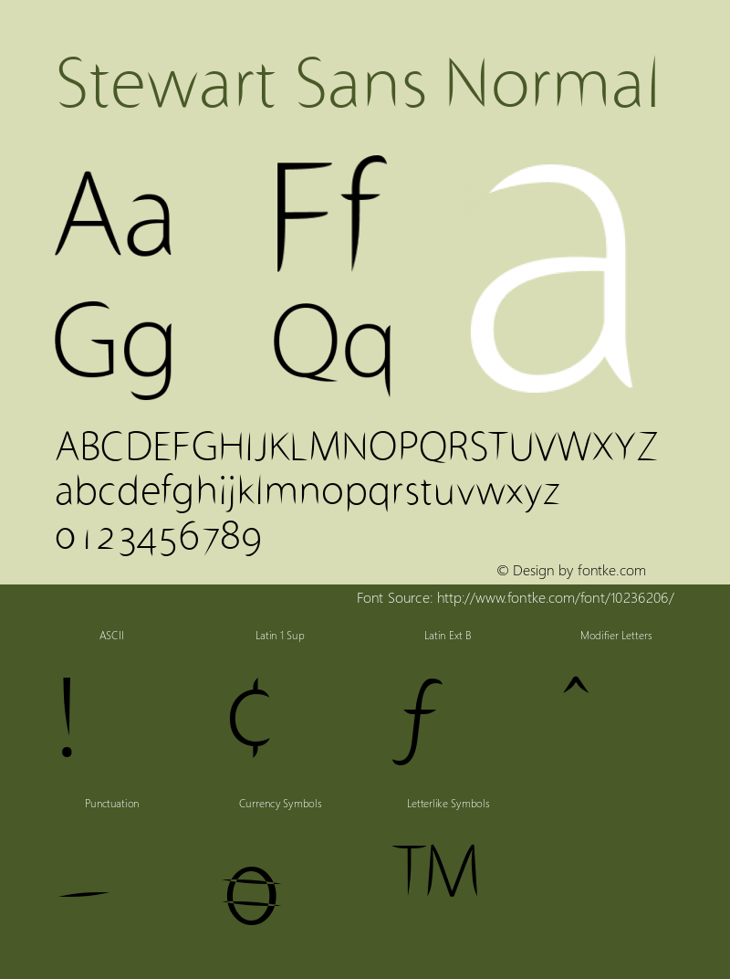 Stewart Sans Normal Macromedia Fontographer 4.1 2/14/2009 Font Sample