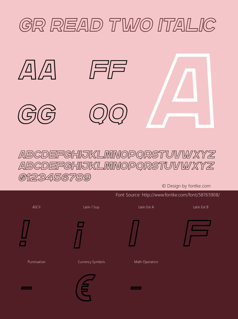 GRReadTwo-Italic  Font Sample