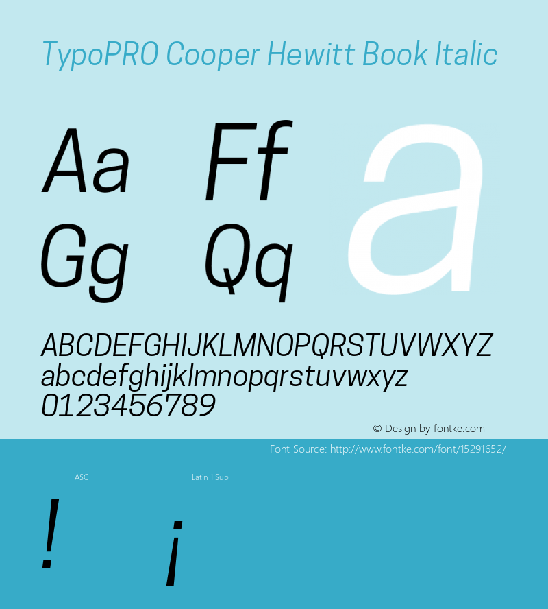 TypoPRO Cooper Hewitt Book Italic 1.000 Font Sample