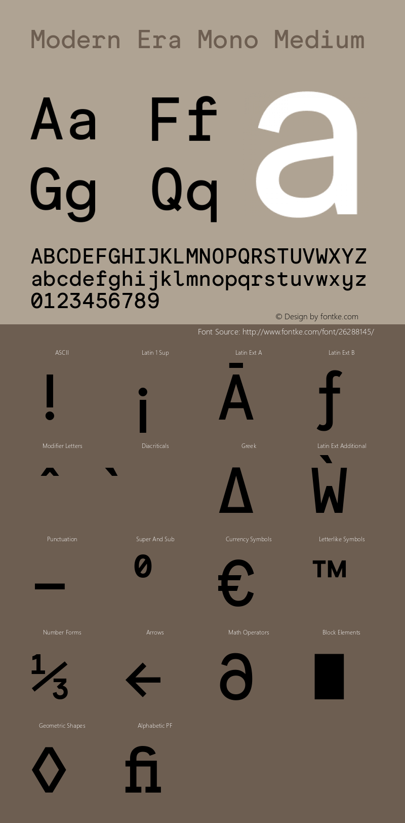 Modern Era Mono Medium Version 2.011 Font Sample