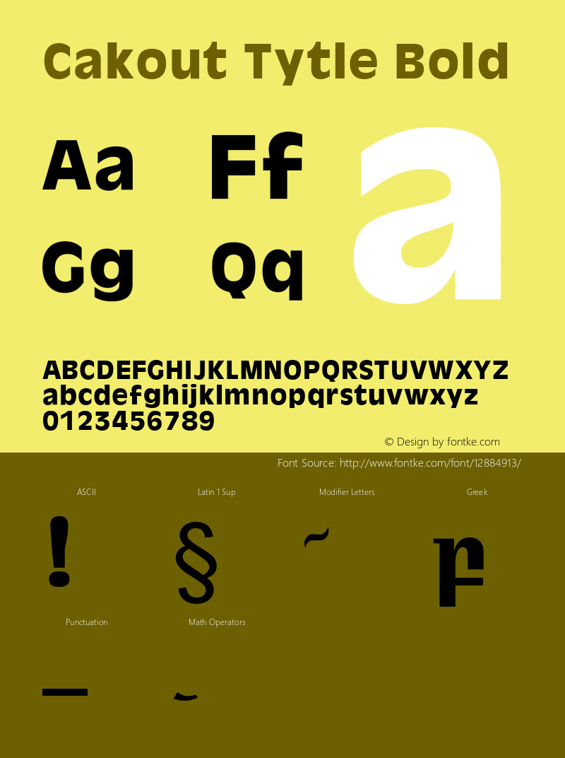 Cakout Tytle Bold OTF 2.900;PS 001.001;Core 1.0.29 Font Sample