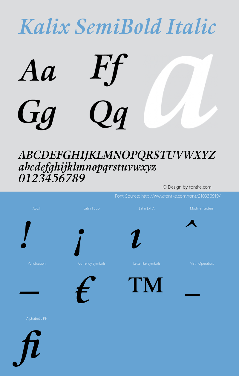 Kalix SemiBold Italic Version 1.00图片样张