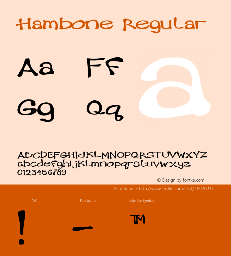 Hambone Regular Version 001.000 Font Sample