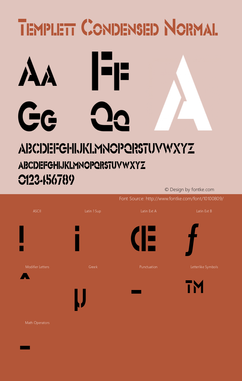 Templett Condensed Normal Altsys Fontographer 4.1 1/10/95 Font Sample