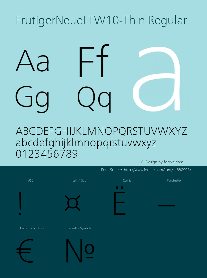 FrutigerNeueLTW10-Thin Regular Version 2.00 Font Sample