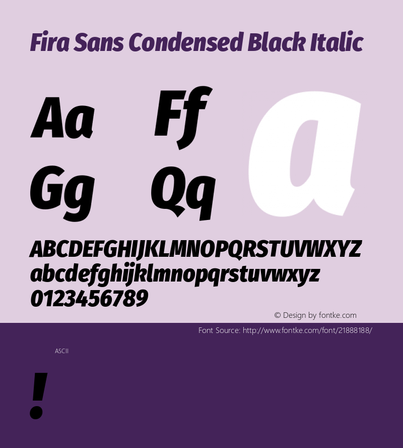 Fira Sans Condensed Black Italic  Font Sample