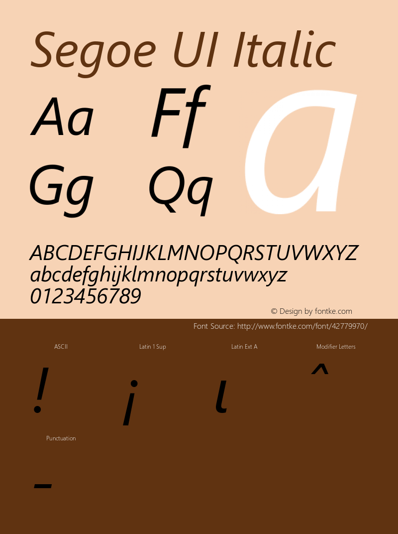 Segoe UI Italic Version 5.26; ttfautohint (v1.6) Font Sample