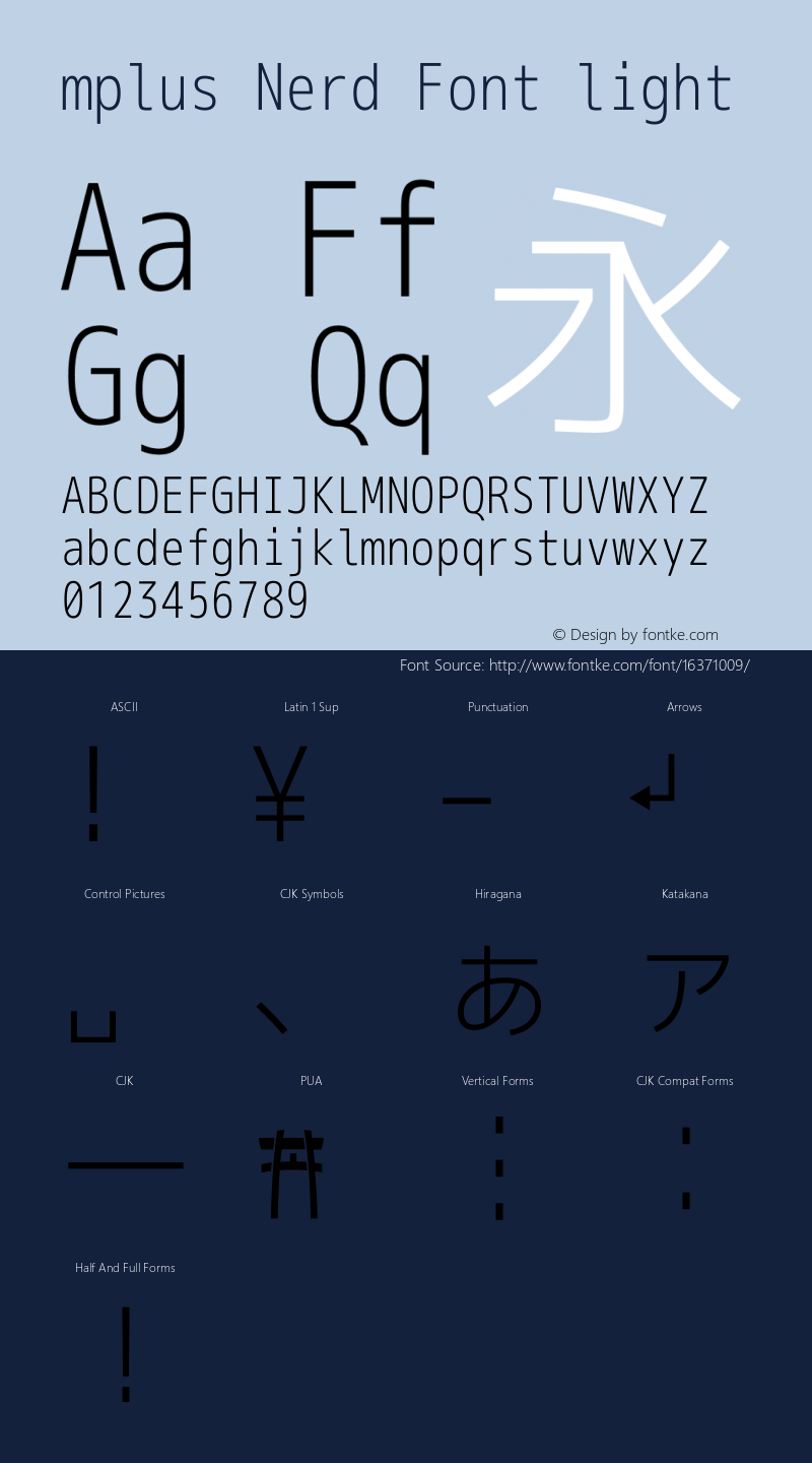 mplus Nerd Font light Version 1.018;Nerd Fonts 0.7 Font Sample