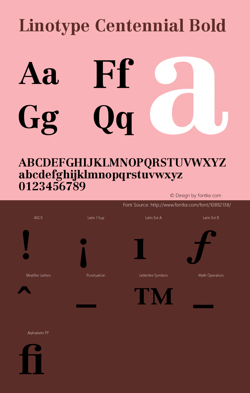 Linotype Centennial Bold Version 001.101 Font Sample