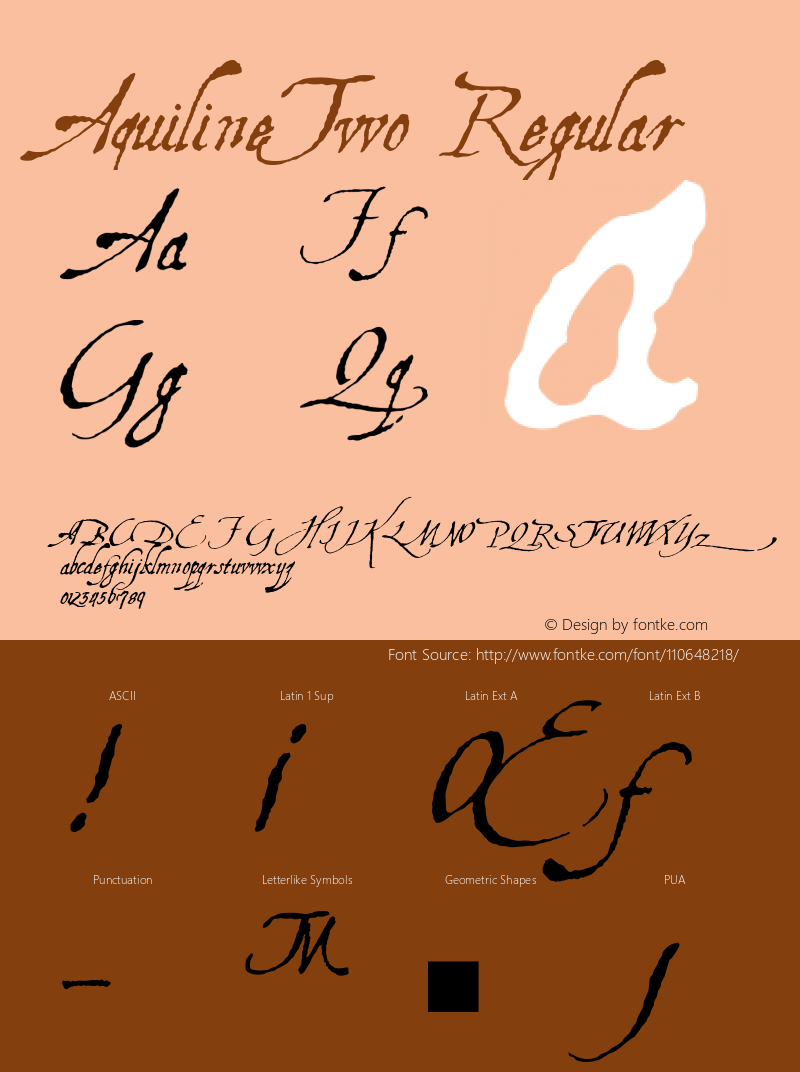 AquilineTwo Regular 1.0 2004-11-06 Font Sample