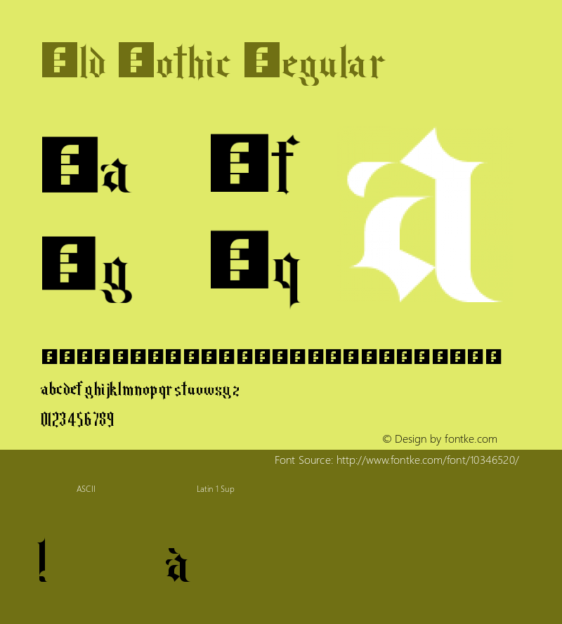 Old Gothic Regular Version 1.0 Font Sample