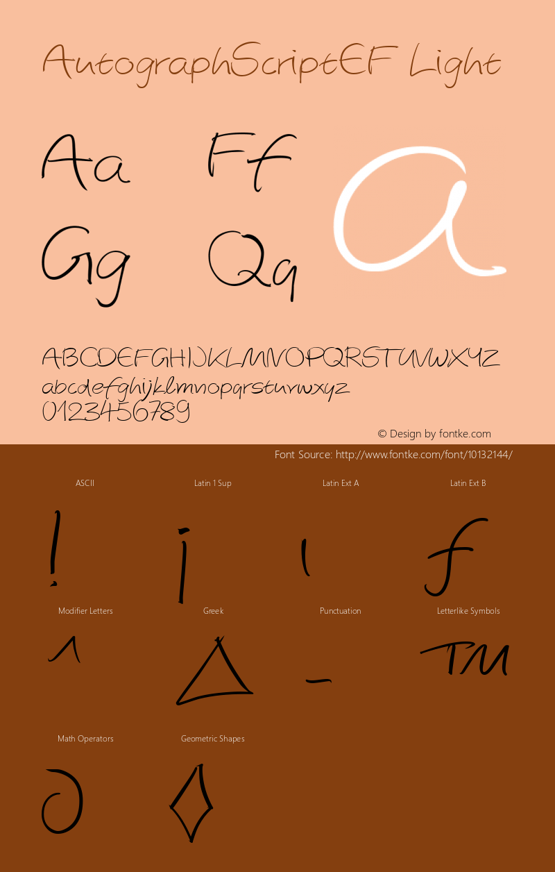 AutographScriptEF Light Macromedia Fontographer 4.1 Font Sample