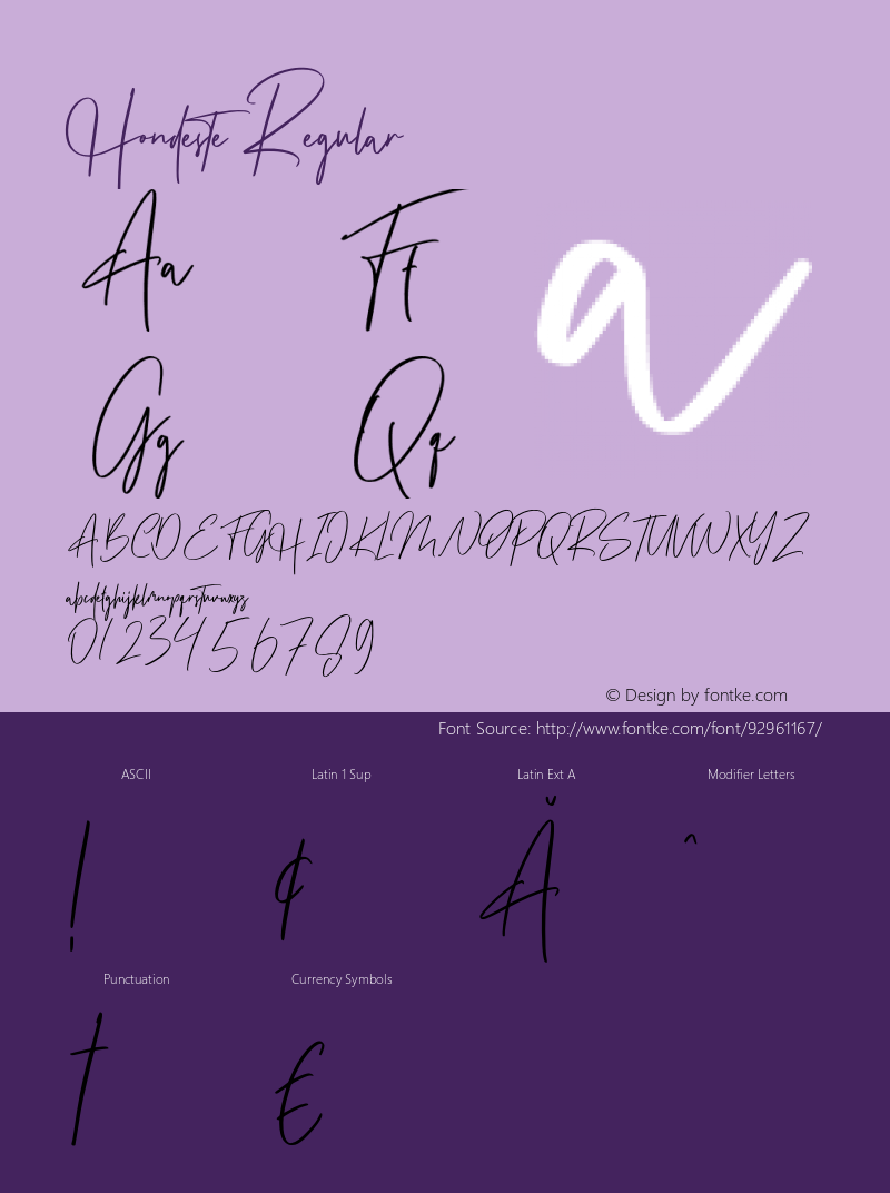 Hondeste Version 1.002 Font Sample