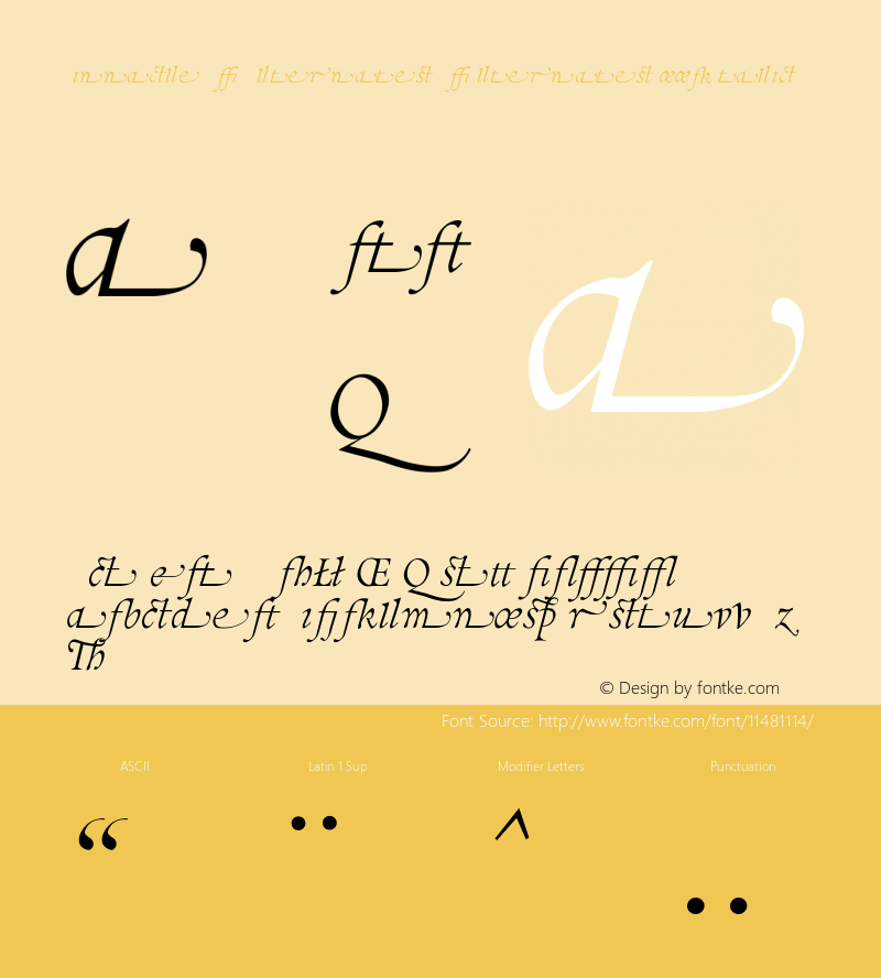 Pinnacle JY Alternates JYAlternatesBookItalic Version 1.000 Font Sample