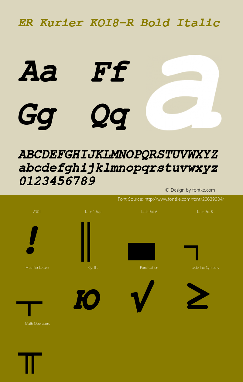 ER Kurier KOI8-R Bold Italic 5.0 from Ache Font Sample