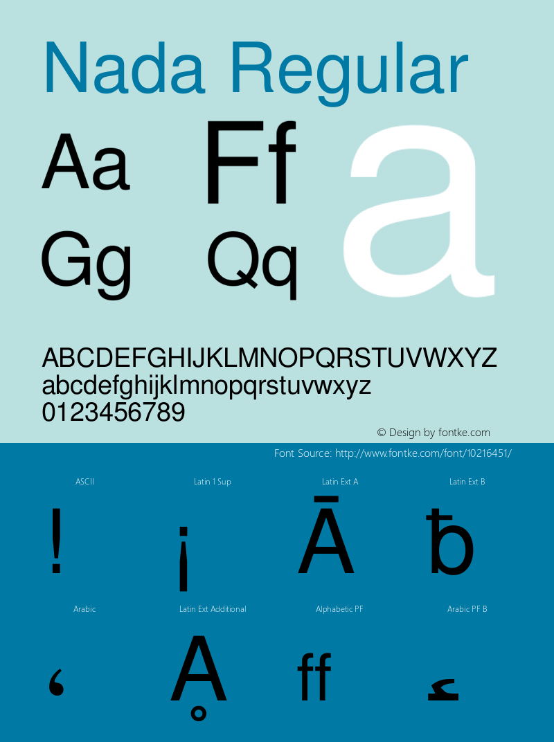 Nada Regular Version 1; May 20, 2003 Font Sample