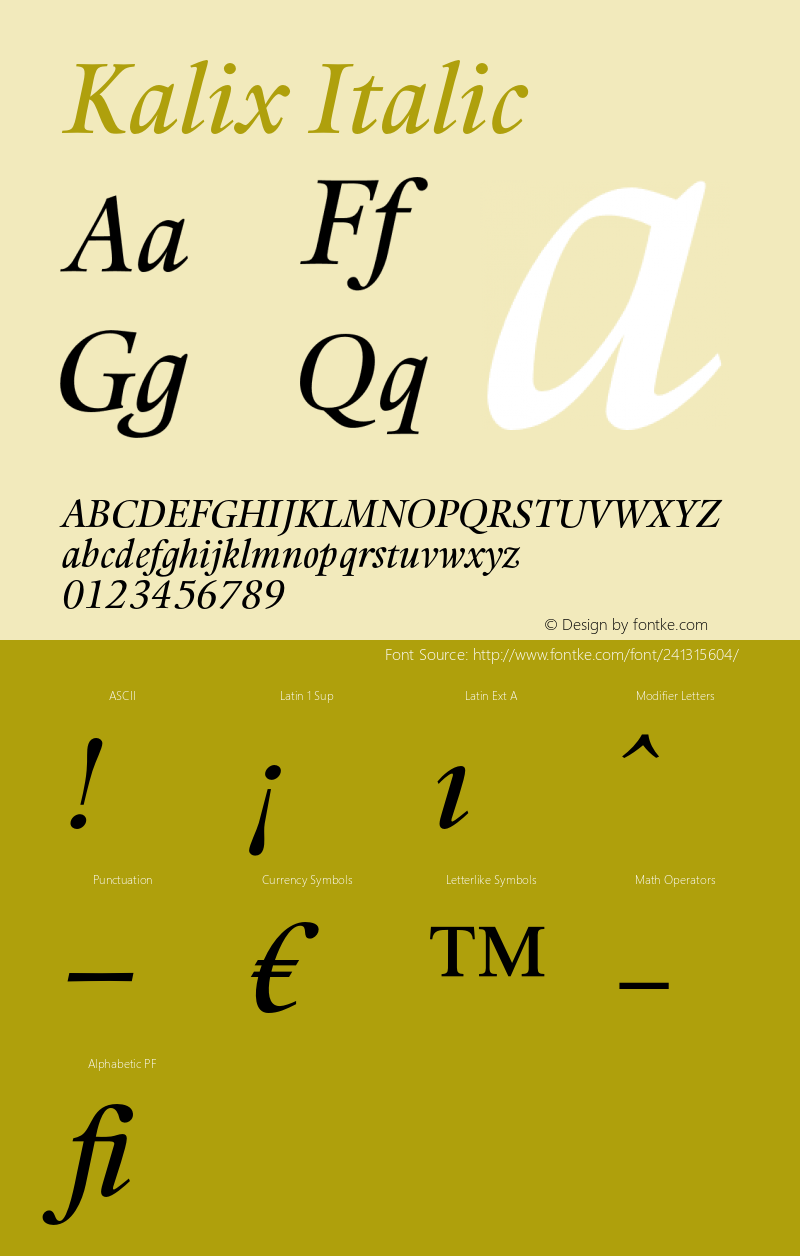 Kalix Italic Version 1.00图片样张