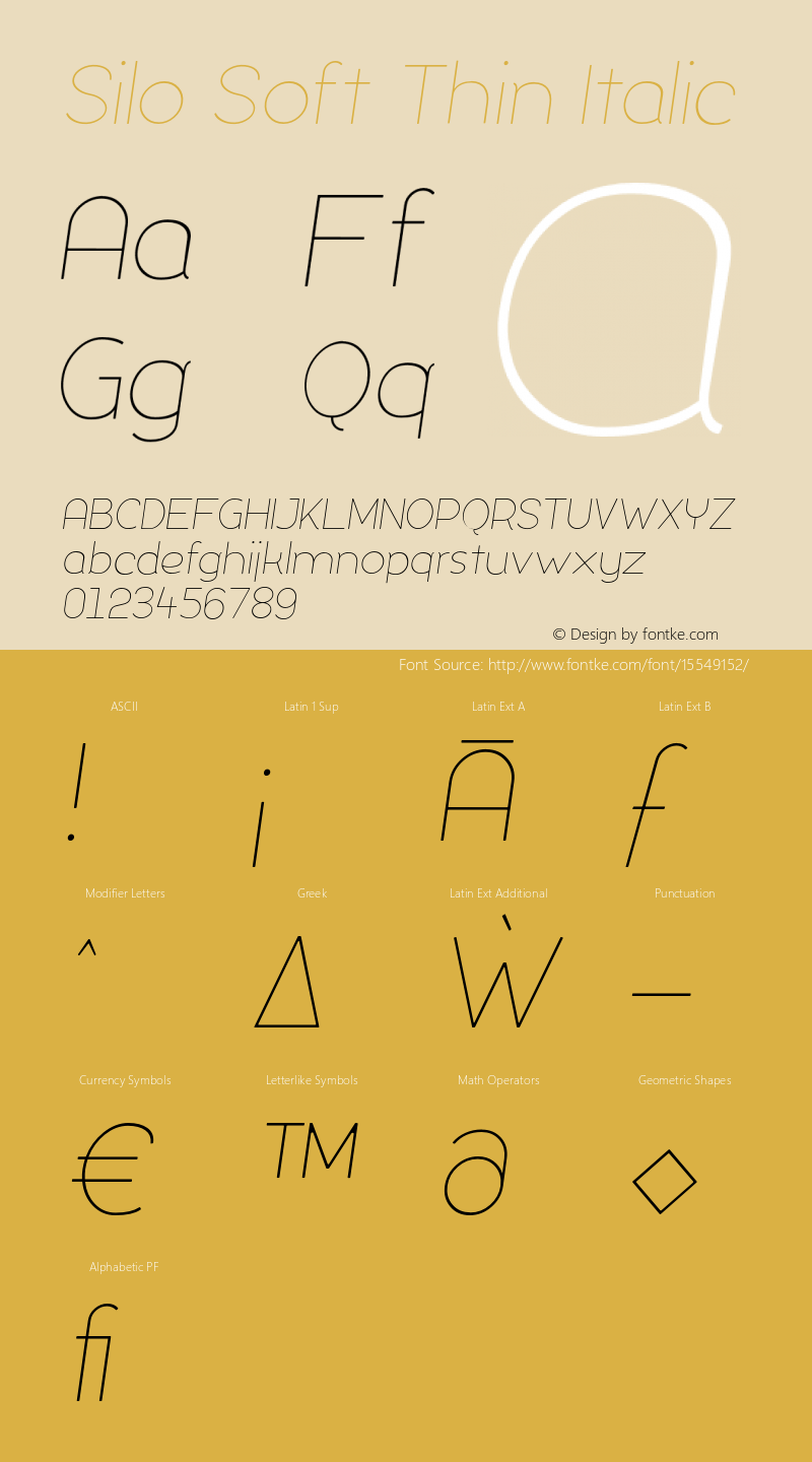 Silo Soft Thin Italic Version 1.000;PS 001.001;hotconv 1.0.56 Font Sample