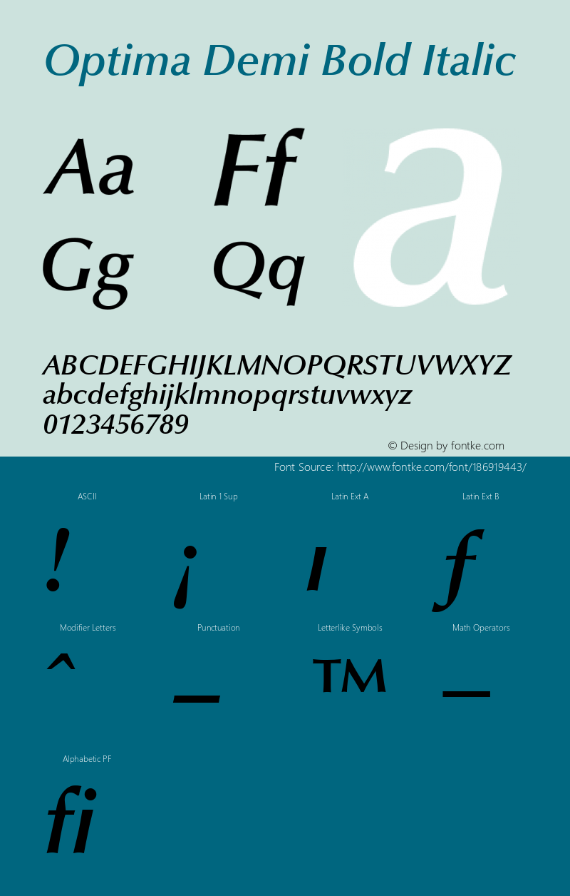 Optima Demi Bold Italic 001.000图片样张