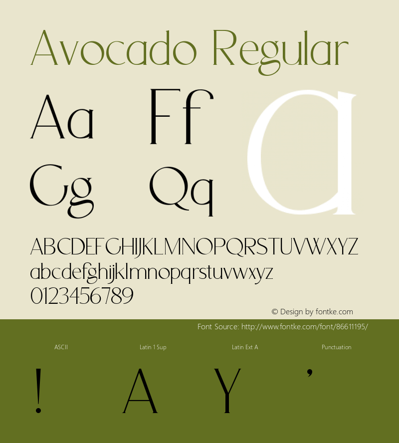 Avocado Version 1.006;Fontself Maker 3.5.4 Font Sample