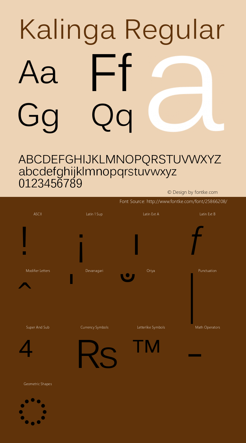 Kalinga Version 6.90 Font Sample