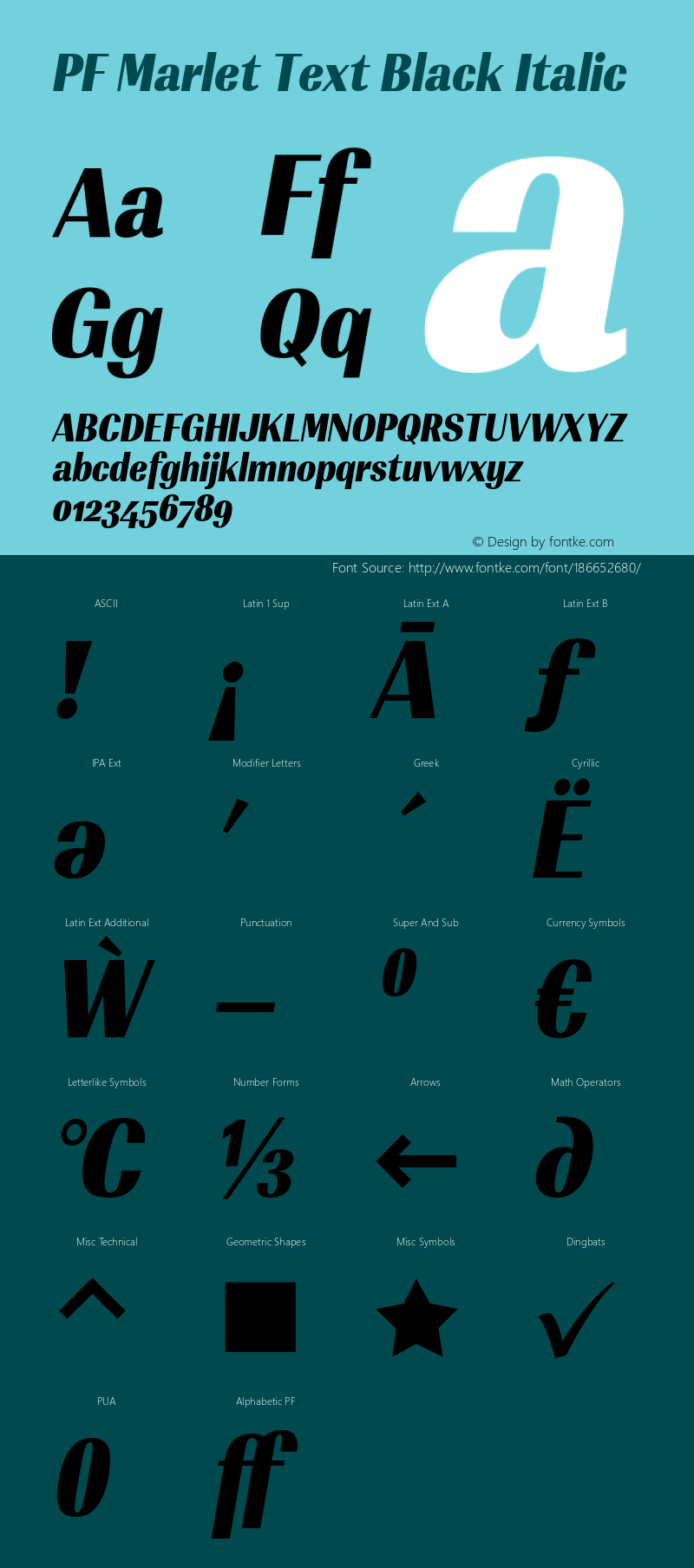 PF Marlet Text Black Italic Version 1.000图片样张