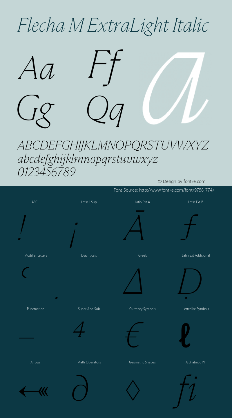 Flecha M ExtraLight Italic Version 2.001 | w-rip DC20200410 Font Sample