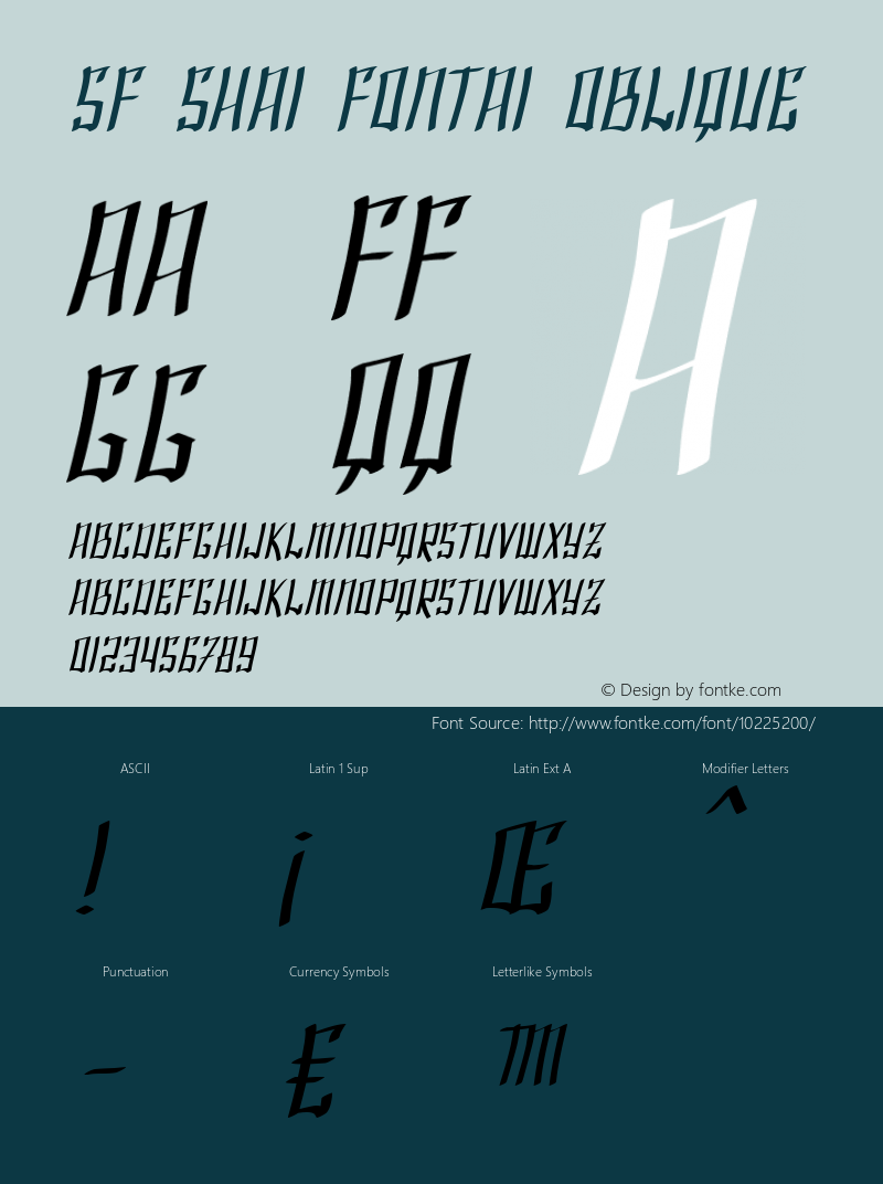 SF Shai Fontai Oblique Version 1.1 Font Sample