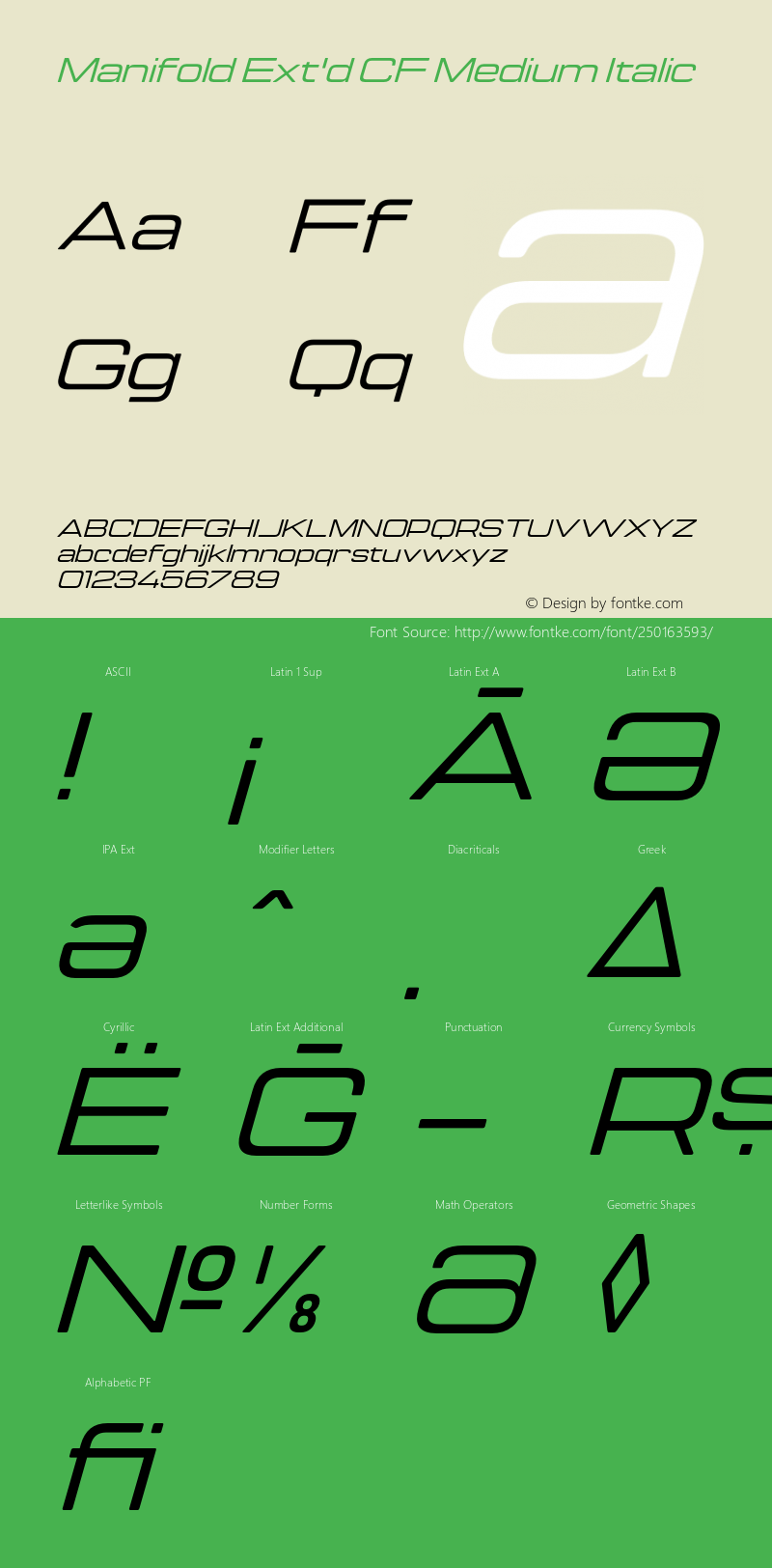 Manifold Ext'd CF Medium Italic Version 4.300;FEAKit 1.0图片样张