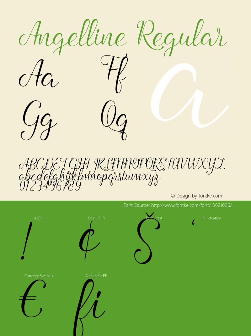 Angelline Regular Version 1.0 Font Sample