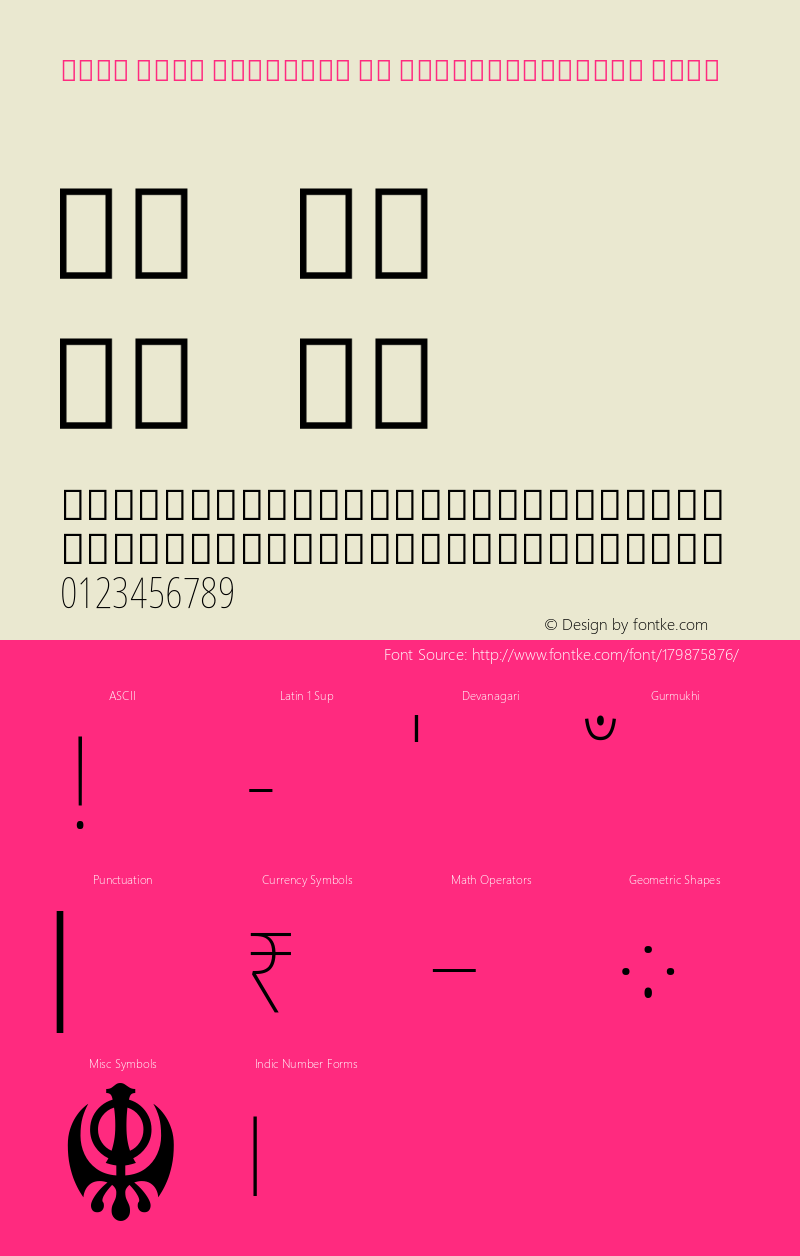 Noto Sans Gurmukhi UI ExtraCondensed Thin Version 2.000; ttfautohint (v1.8.2)图片样张