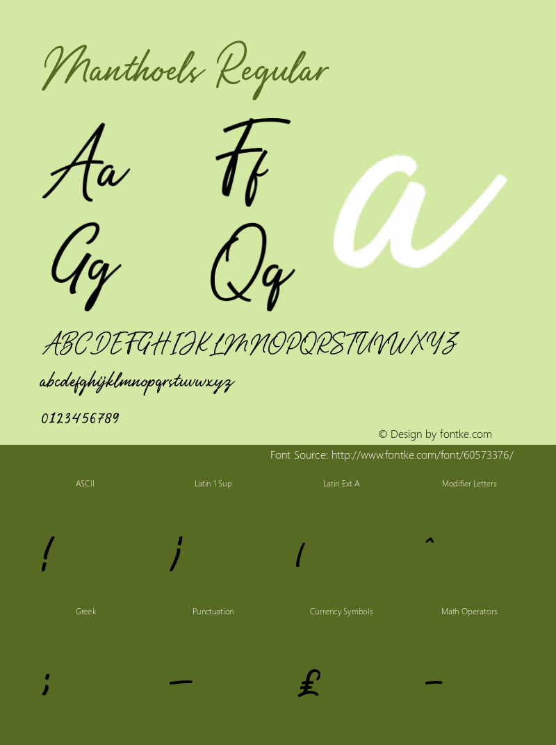 Manthoels Version 1.00;April 5, 2020;FontCreator 11.5.0.2427 32-bit Font Sample