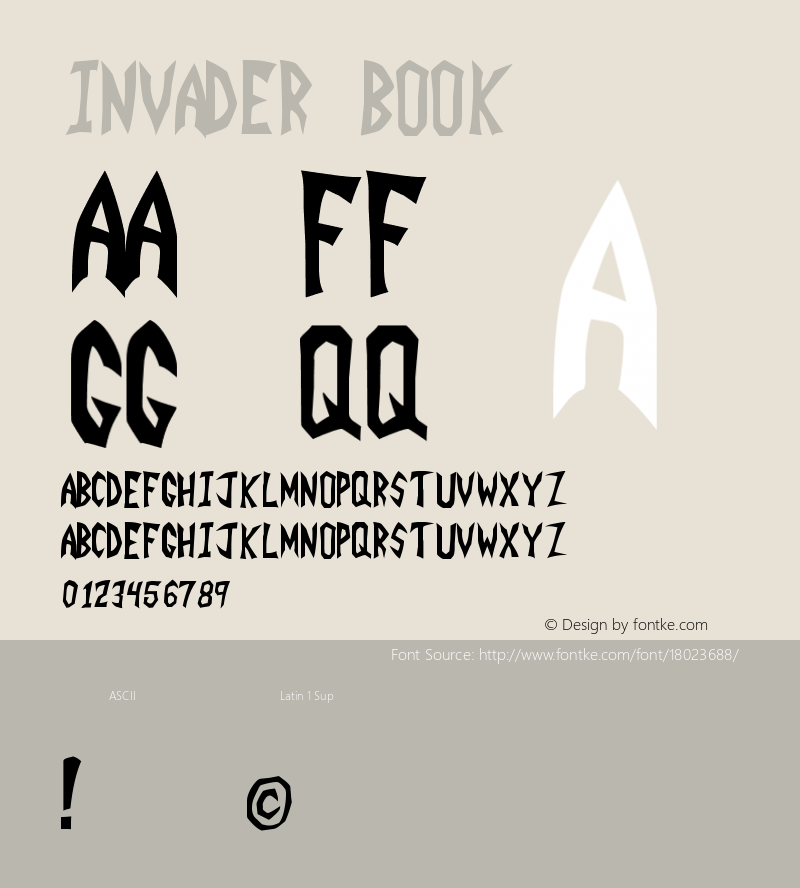 INVADER Book Version Macromedia Fontograp Font Sample