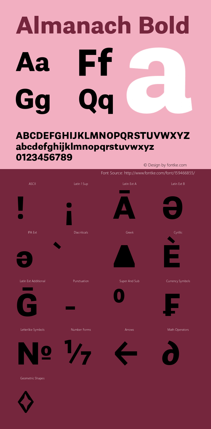 Almanach Bold Version 1.001;hotconv 1.0.109;makeotfexe 2.5.65596 Font Sample